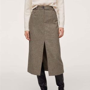 Mango Houndstooth skirt with slit